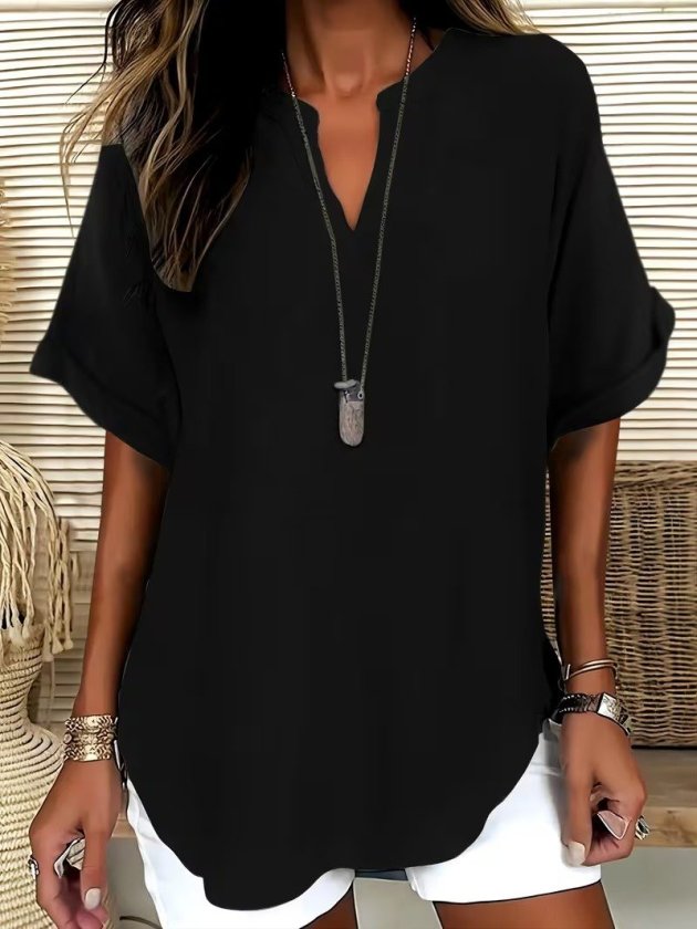 Girince 191303 Women's Short-Sleeve Long Blouse