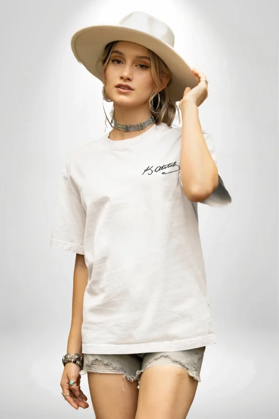 Girince 191134 Atatürk-Themed Oversized Crew Neck T-Shirt - White
