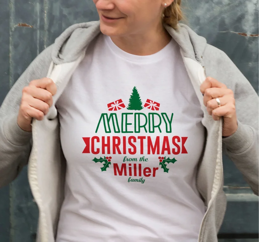Girince 191109 Merry Christmas Miller Printed Oversized T-Shirt - White