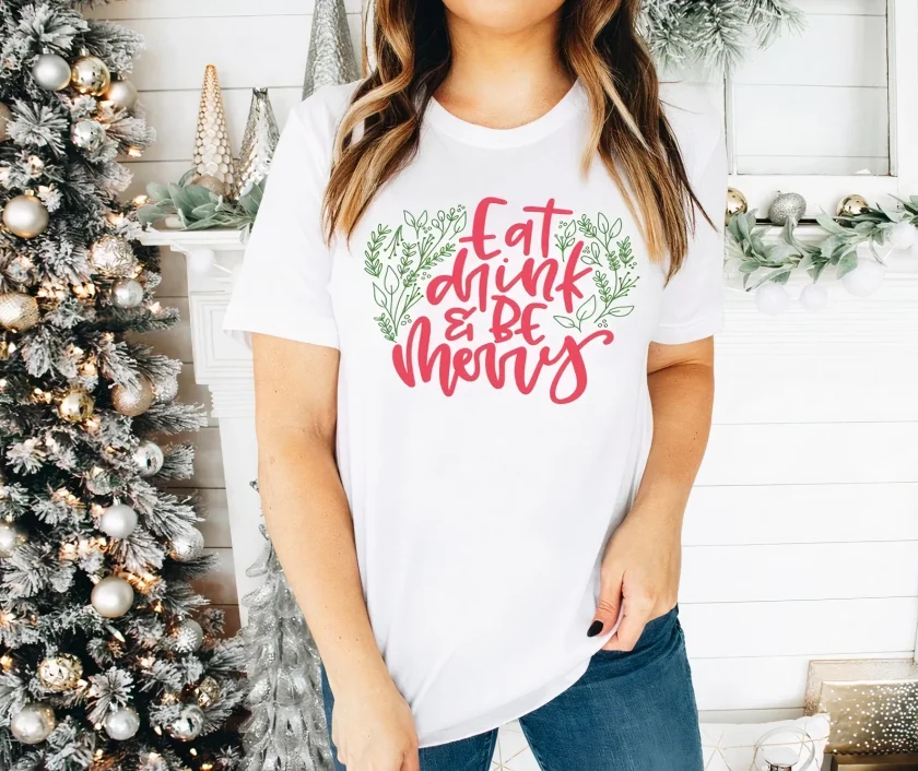 Girince 191107 Christmas Print Oversized T-Shirt - White