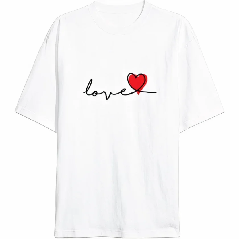 Girince 191104 White Love Print T-Shirt