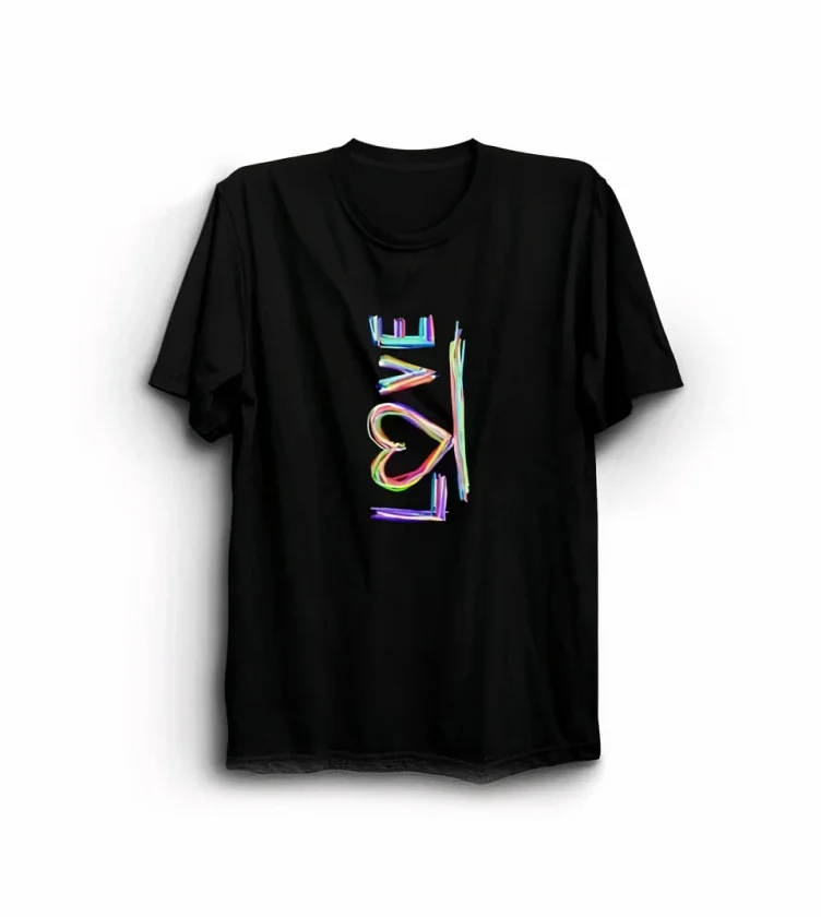 Girince 191102 Black Love Print Oversized T-Shirt