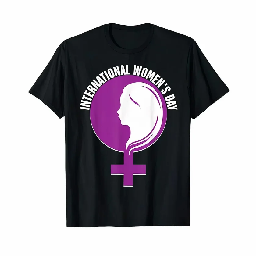 Girince 191097 International Women's Day Printed Oversized T-Shirt - Black