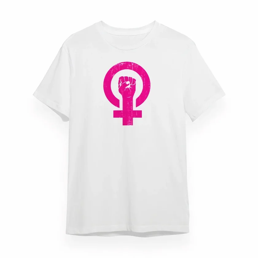 Girince 8 March International Women's Day Printed Oversized Crew Neck T-Shirt - White