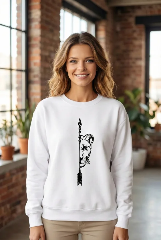 Girince 191090 Valentine’s Day Print Oversized White Sweatshirt