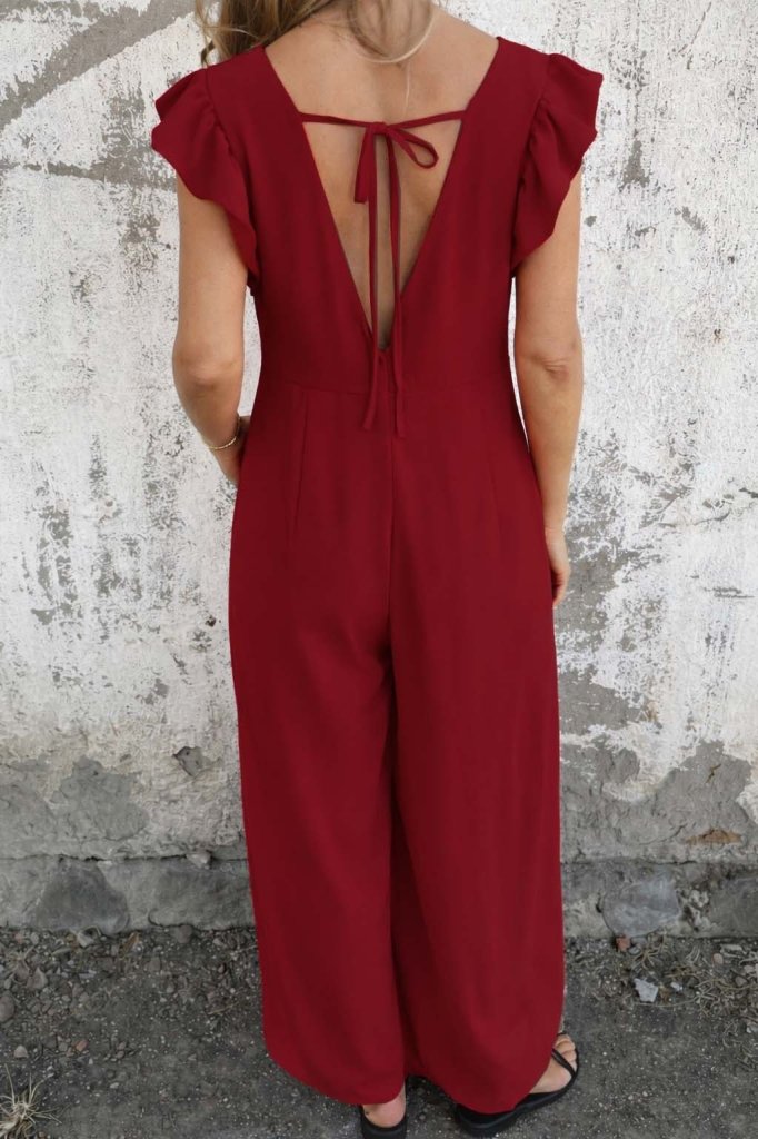 Girince 190990 Women's Short-Sleeve V-Neck Long Aerobin Jumpsuit