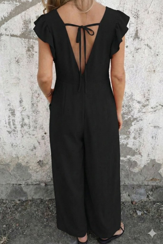 Girince 190989 Women's Short-Sleeve V-Neck Long Aerobin Jumpsuit