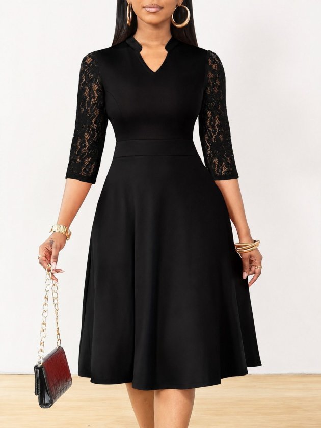 Girince 190979 Women's Short-Sleeve Lace Dress