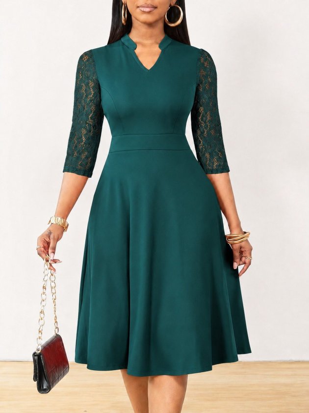 Girince 190978 Women's Short-Sleeve Lace Dress