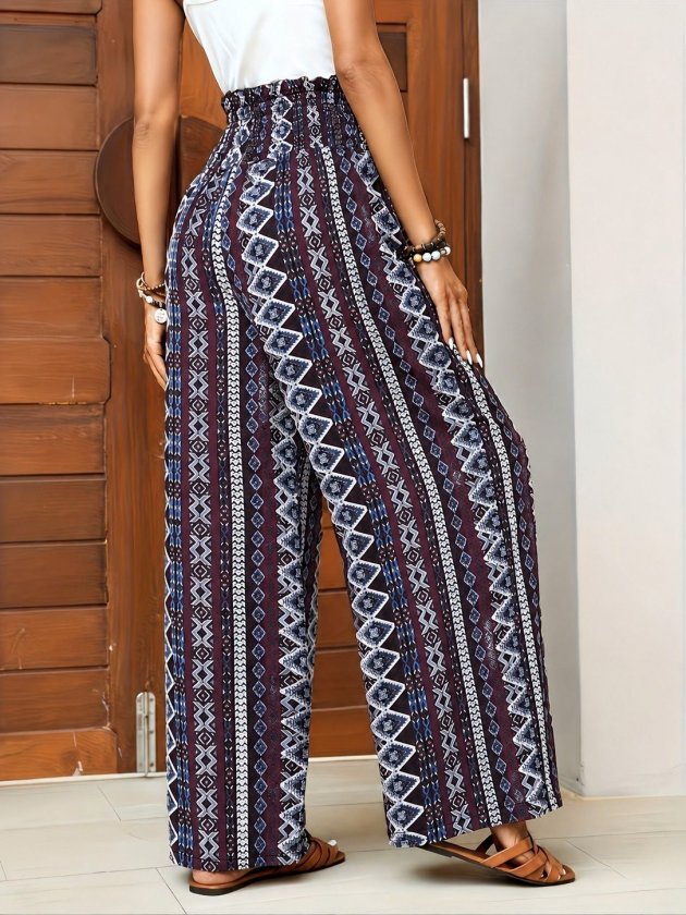 Girince 190964 Women's High-Waisted Patterned Trousers