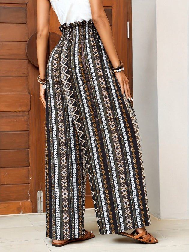 Girince 190963 Women's High-Waisted Patterned Trousers