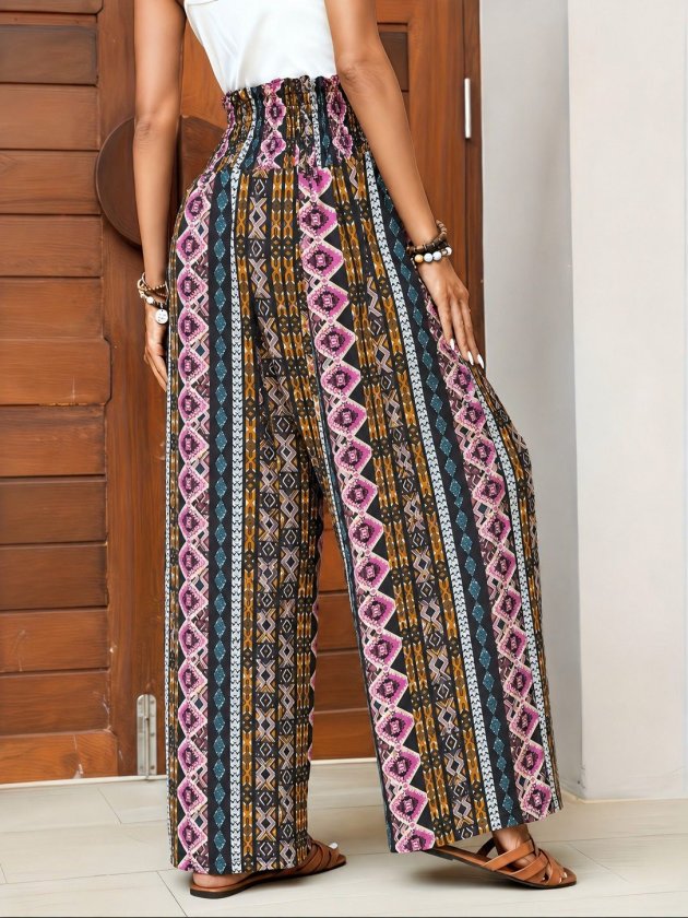 Girince 190962 Women's High-Waisted Patterned Trousers