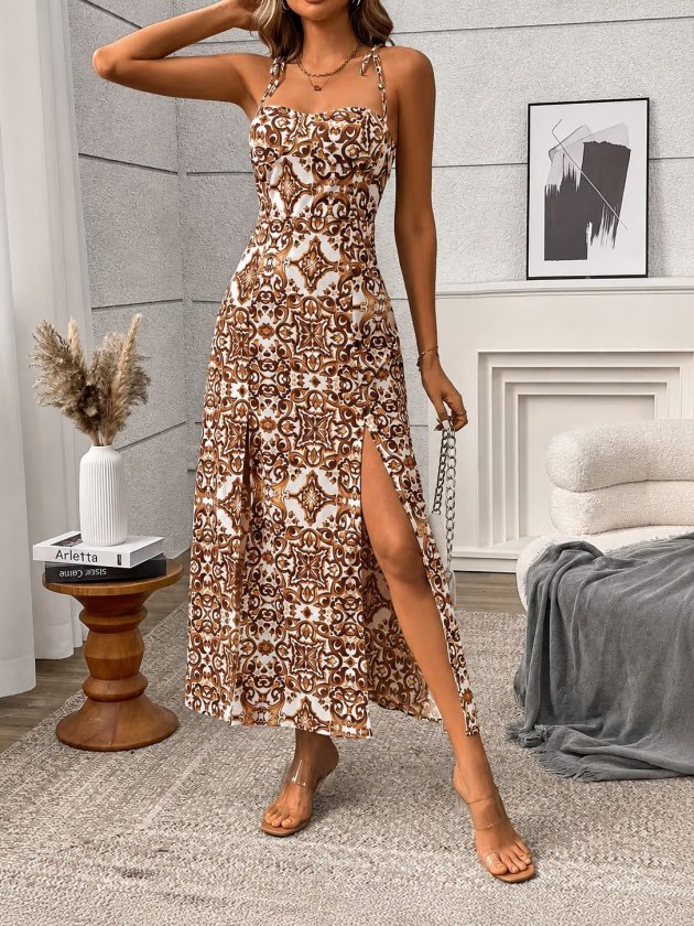 Girince 190907 Patterned Midi Dress for Women