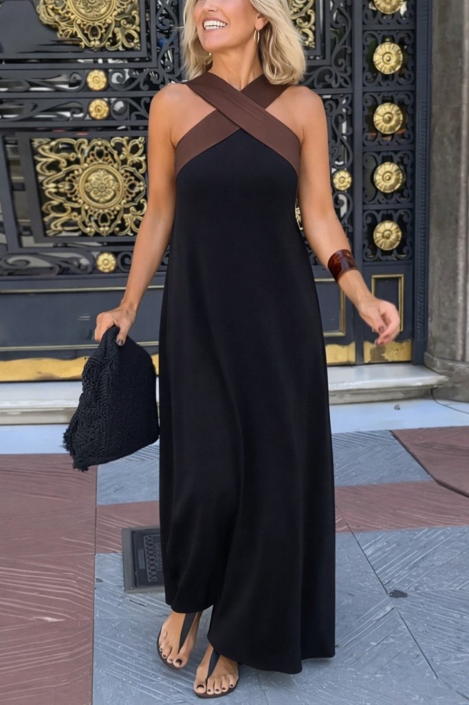 Girince 190872 Two-Tone Long Viscose Dress