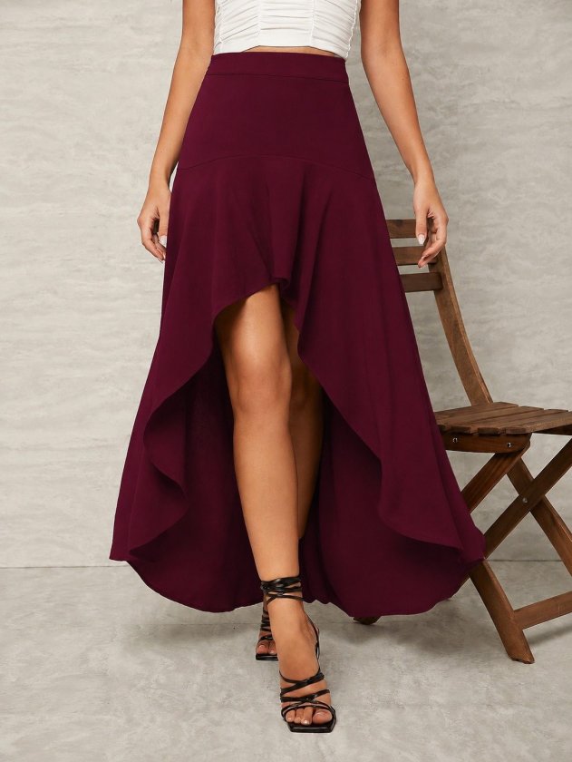 Girince 190871 Women's High-Waisted Asymmetric Sandy Skirt