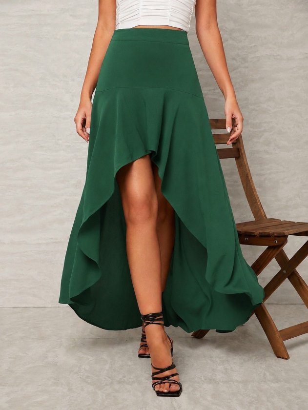 Girince 190870 Women's High-Waisted Asymmetric Sandy Skirt