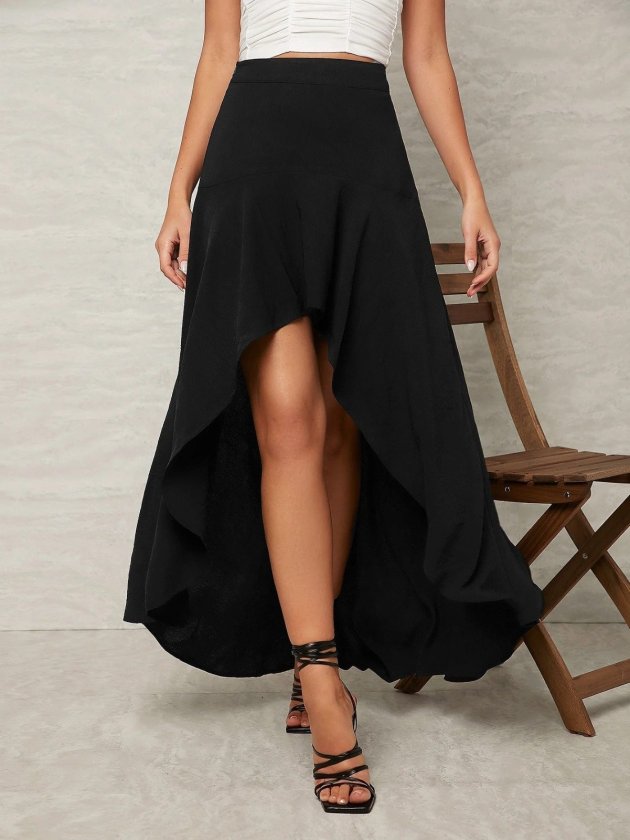 Girince 190869 Women's High-Waisted Asymmetric Sandy Skirt
