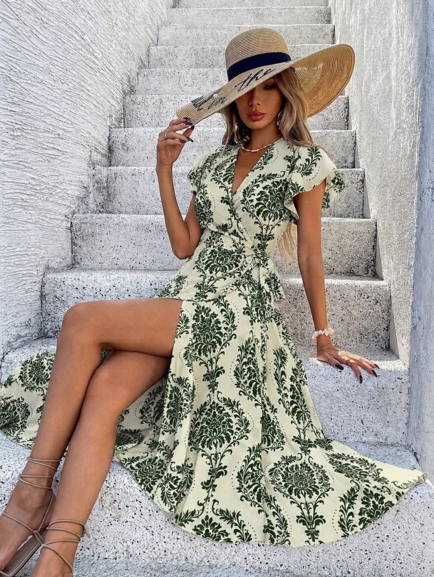 Girince 190798 Women's Short-Sleeve Printed Midi Dress