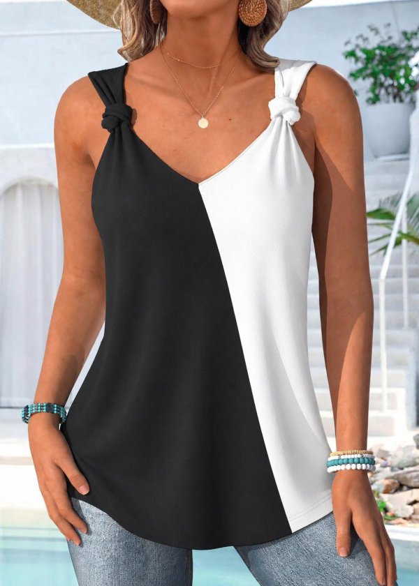 Girince 190790 Two-Tone Women's Strap Blouse