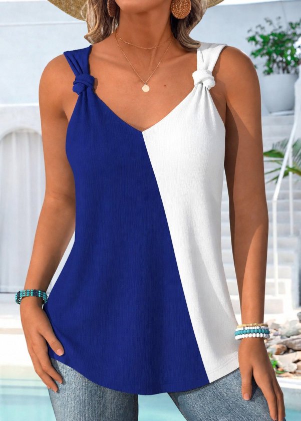 Girince 190789 Two-Tone Women's Strap Blouse