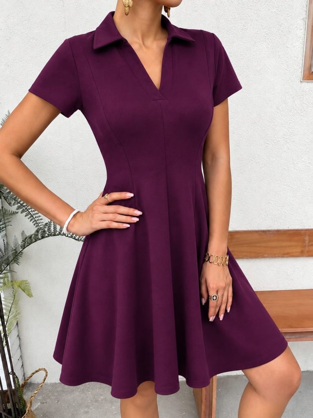 Girince 190786 Women's Short-Sleeve V-Neck Short Modal Dress