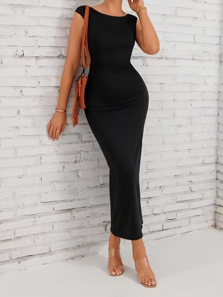 Girince 190771 Women's Short-Sleeve Long Scuba Dress