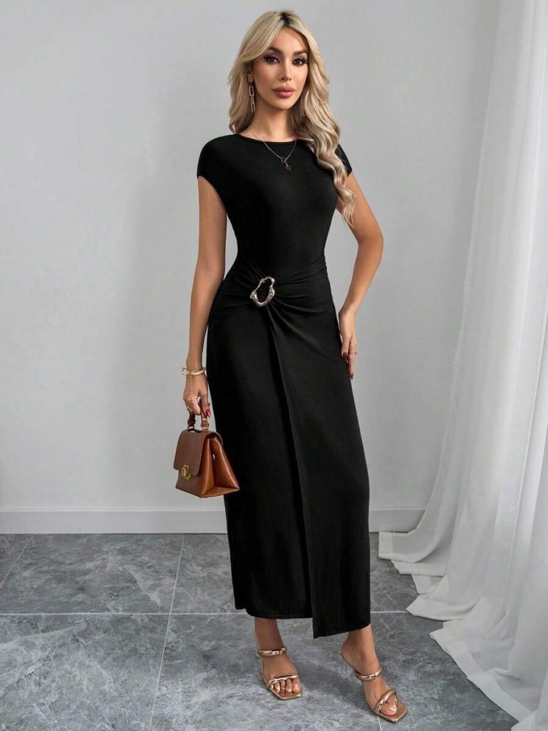 Girince 190770 Modal Maxi Dress with Half-Moon Sleeves