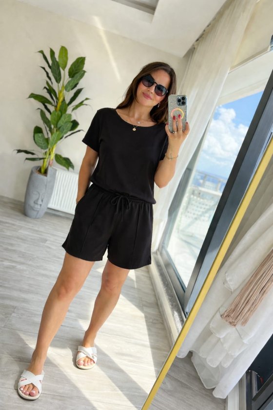 Girince 190687 Women's Modal Blouse and Drawstring Shorts Set