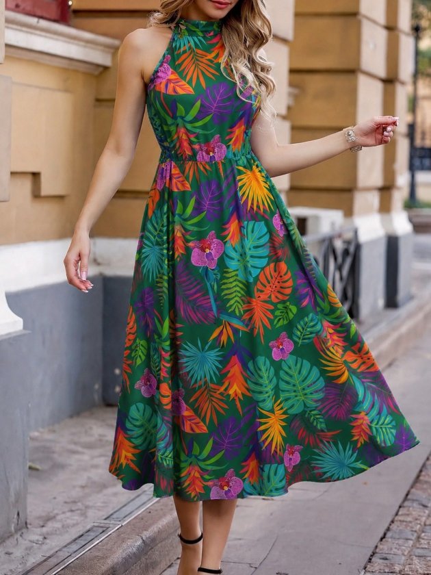 Girince 190660 Women's Printed Maxi Dress