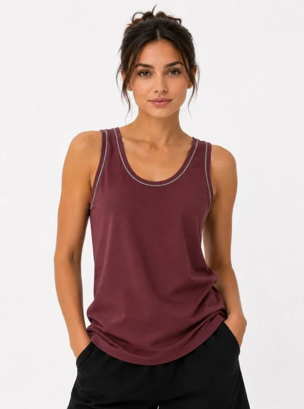 Girince 190657 Sleeveless Sports Tank Top, Burgundy