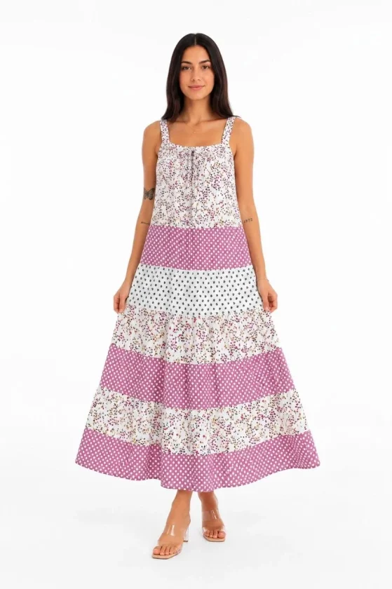 Girince 190643 Pink Floral Maxi Dress