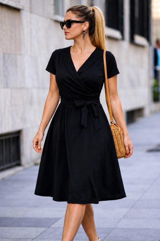 Girince 190596 Women's Short-Sleeve Collared Wrap-Style Dress