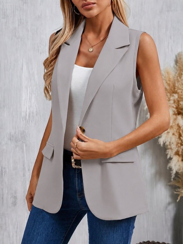 Girince 190487 Women's Sleeveless One-Button Jacket