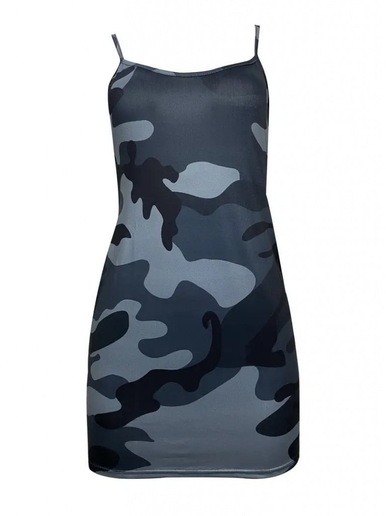 Girince 190418 Women's Camouflage Print Viscose Dress