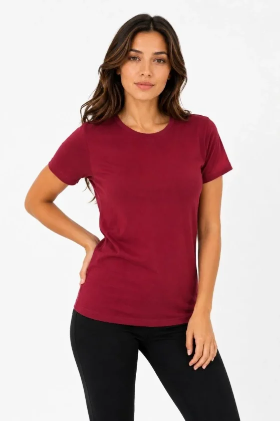 Girince 190074 Burgundy Slim-Fit Short-Sleeve T-Shirt