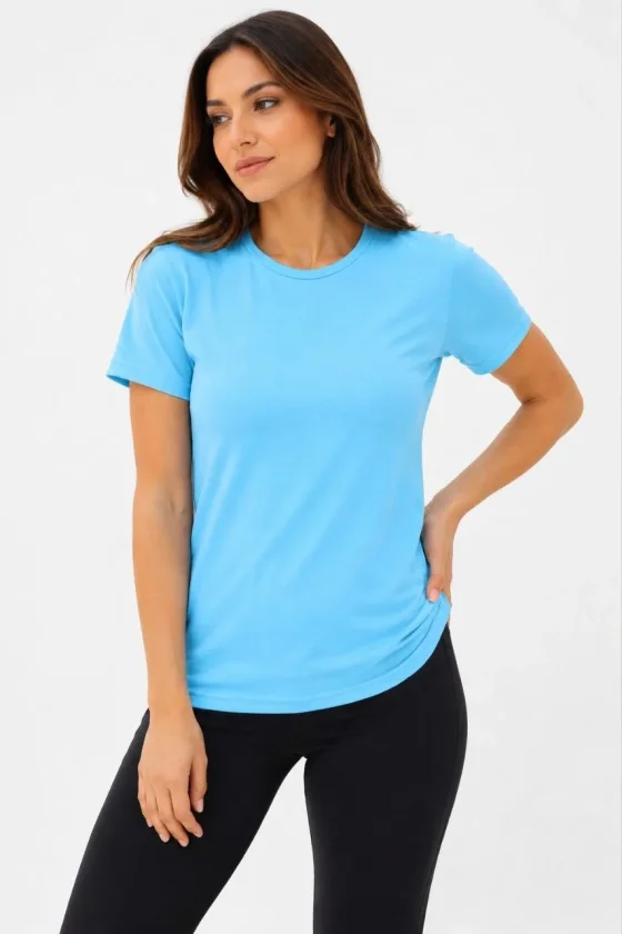 Girince 190071 Turquoise Crew Neck Short-Sleeve T-Shirt