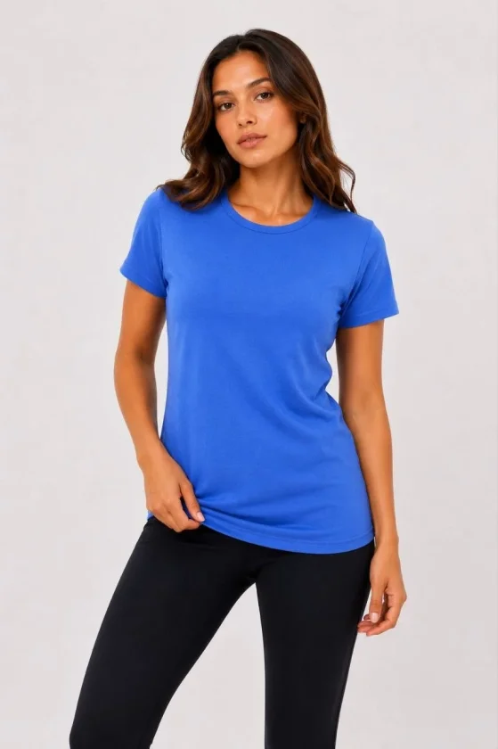 Girince 190069 Blue Crew-Neck Short-Sleeve T-Shirt