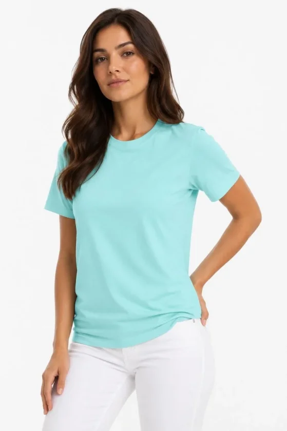 Girince 190063 Turquoise Slim Fit Crew Neck T-Shirt