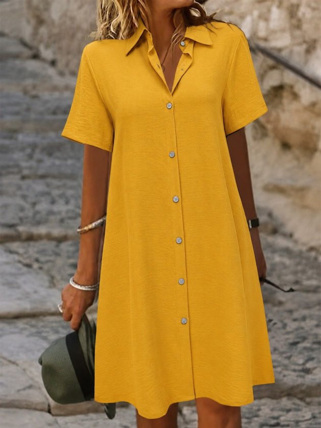 Girince 190060 Women's Short-Sleeve Collared Dress