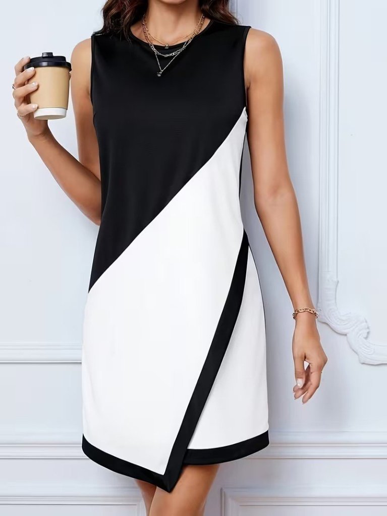 Girince 189922 Women's Sleeveless Asymmetric Colour-Block Dress