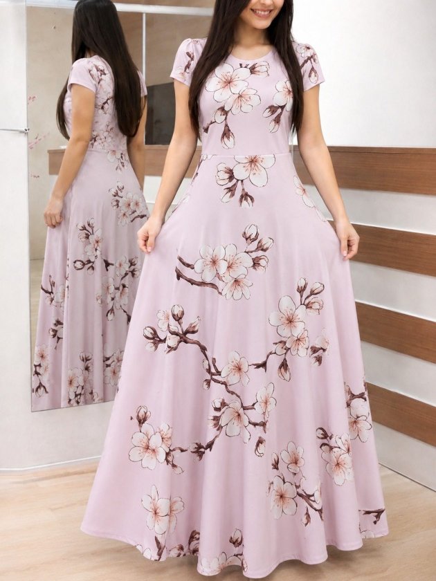 Girince 189802 Women's Short-Sleeve Maxi Dress