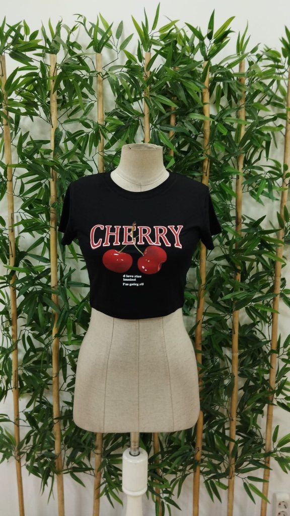 Girince 189779 Women's Printed Short-Sleeve Crop Blouse