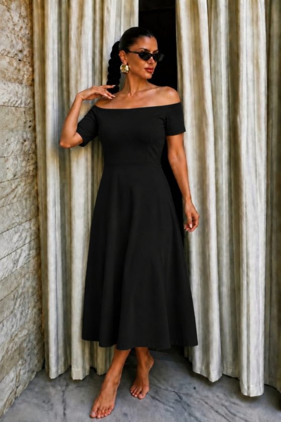 Girince 189771 Off-Shoulder Long Viscose Dress