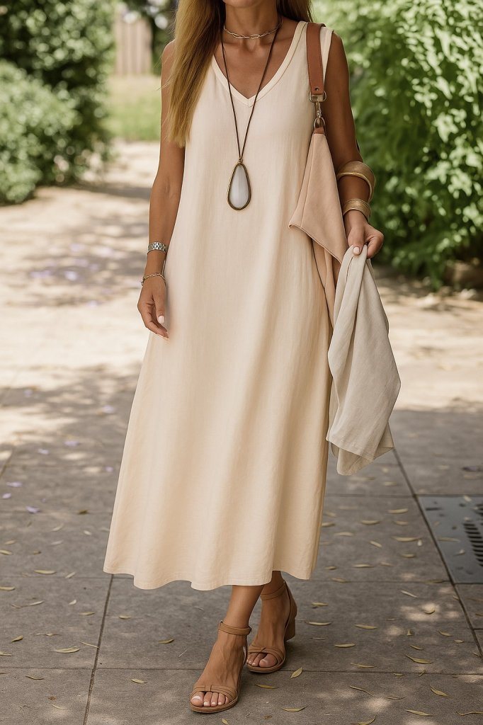 Girince 189699 Women's Sleeveless V-Neck Maxi Dress