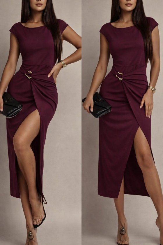 Girince 189696 Women's Short-Sleeve Geometric-Collar Modal Mini Dress