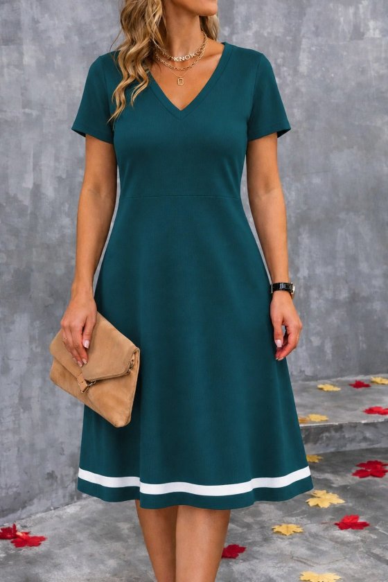 Girince 189578 Women's Short-Sleeve V-Neck Midi Dress