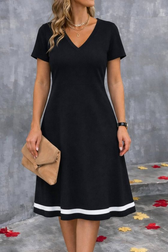 Girince 189577 Women's Short-Sleeve V-Neck Midi Dress