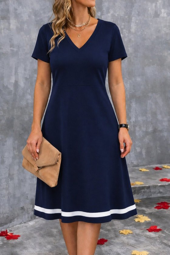 Girince 189576 Women's Short-Sleeve V-Neck Midi Dress