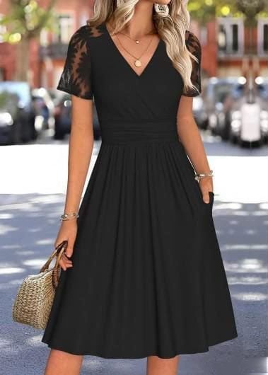Girince 189562 Women's Short-Sleeve Wrap-Neck Viscose Dress
