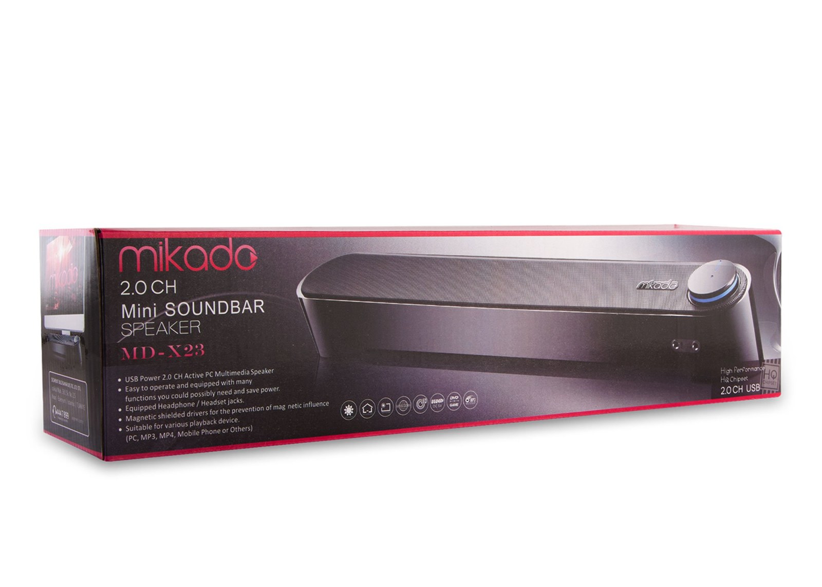 Mikado MD-X23 2.0 USB Multimedia Speaker, Black
